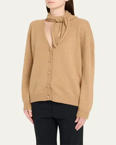Plan C Scarf V-Neck Wool Cardigan | Thumbnail 4