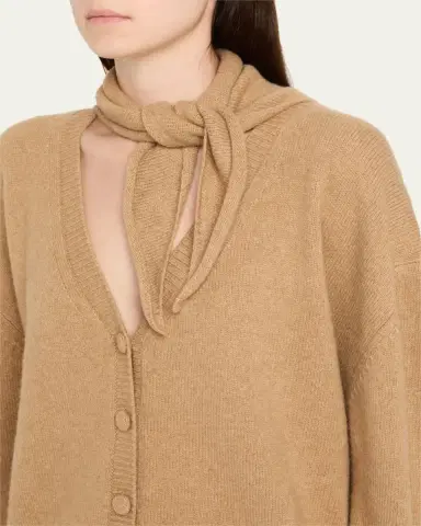 Plan C Scarf V-Neck Wool Cardigan | Thumbnail 5
