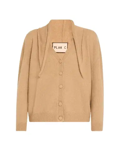 Plan C Scarf V-Neck Wool Cardigan | Thumbnail 1