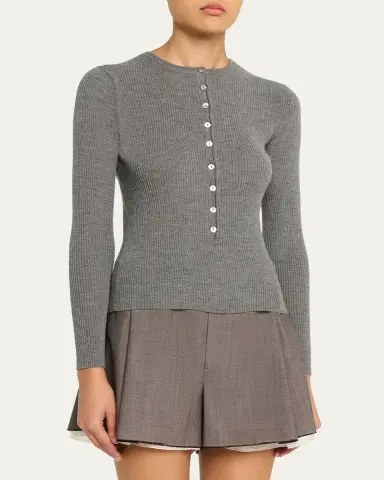 Nackiyé Insider Wool Rib Henley Top | Thumbnail 4