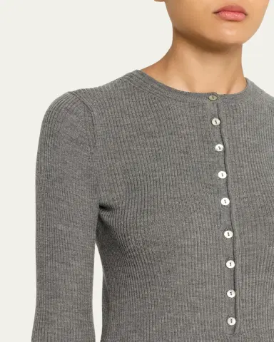 Nackiyé Insider Wool Rib Henley Top | Thumbnail 5