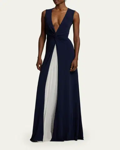 Ralph Lauren Collection Zach Two-Tone Pleated Evening Dress | Thumbnail 4 Ralph Lauren Collection Zach Two-Tone Pleated Evening Dress | Thumbnail 4