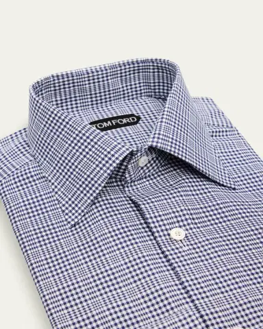 TOM FORD Men's Mutli-Check Cotton Dress Shirt | Thumbnail 2