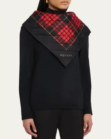 Alexander McQueen Quilted Tartan Triangular Scarf | Thumbnail 3 Alexander McQueen Quilted Tartan Triangular Scarf | Thumbnail 3