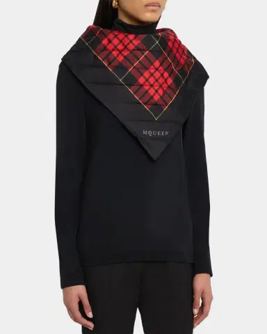 Alexander McQueen Quilted Tartan Triangular Scarf | Thumbnail 7 Alexander McQueen Quilted Tartan Triangular Scarf | Thumbnail 7