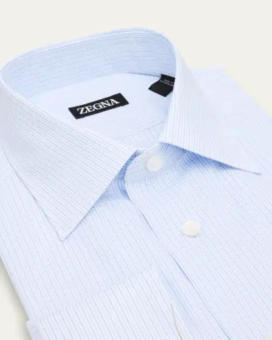 ZEGNA Men's Pure Cotton Grid Check Dress Shirt | Thumbnail 2