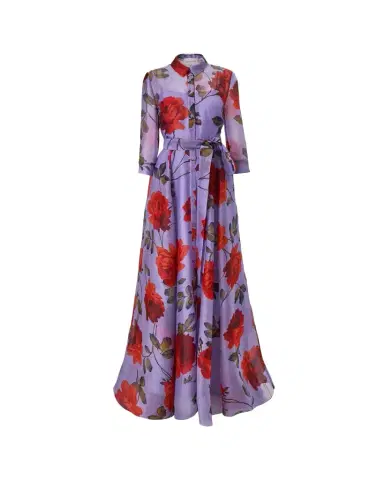 Carolina Herrera Rose Silk Organza Long-Sleeve Trench Gown | Thumbnail 1