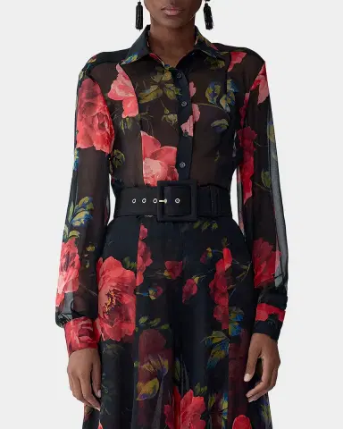 Carolina Herrera Isabella Rose Silk Organza Button-Down Top | Thumbnail 5