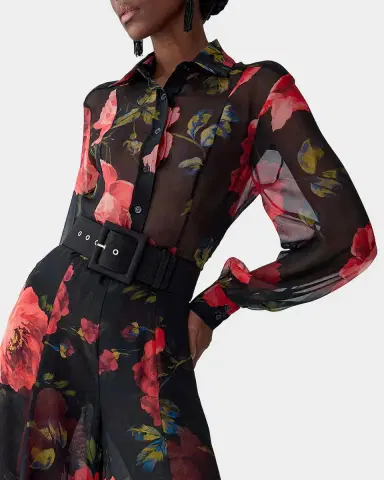 Carolina Herrera Isabella Rose Silk Organza Button-Down Top | Thumbnail 7