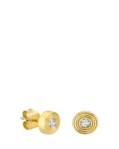 Sydney Evan 14K Diamond Fluted Bezel Stud Earring, Single | Thumbnail 1