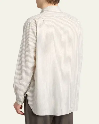 The Row Men's Granada Silk Poplin Stripe Button-Down Shirt | Thumbnail 2