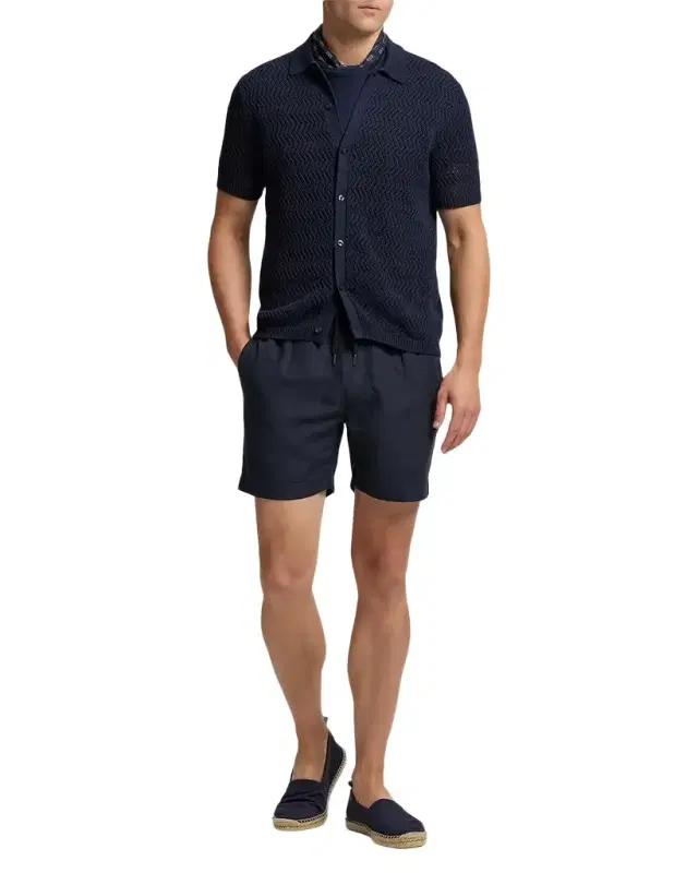 Men 's Cotton Textured Knit Short-Sleeve Shirt