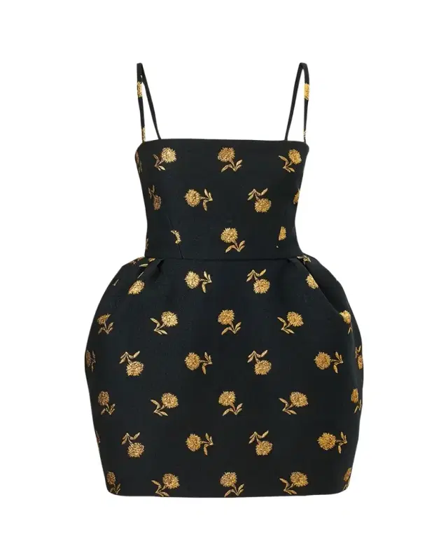 Floral Embroidered Peplum Mini Dress