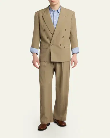 The Row Men's Thom Pleated Wool-Silk Pants | Thumbnail 2