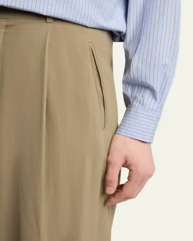 The Row Men's Thom Pleated Wool-Silk Pants | Thumbnail 5