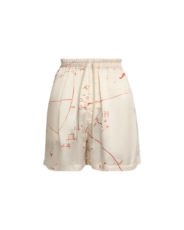 Math Print Satin Drawstring Shorts