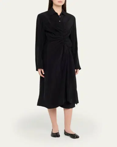 MM6 MAISON MARGIELA Draped Long-Sleeve Shirtdress | Thumbnail 4 MM6 MAISON MARGIELA Draped Long-Sleeve Shirtdress | Thumbnail 4