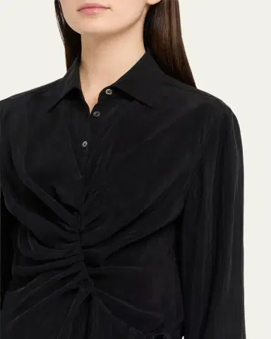 MM6 MAISON MARGIELA Draped Long-Sleeve Shirtdress | Thumbnail 5 MM6 MAISON MARGIELA Draped Long-Sleeve Shirtdress | Thumbnail 5