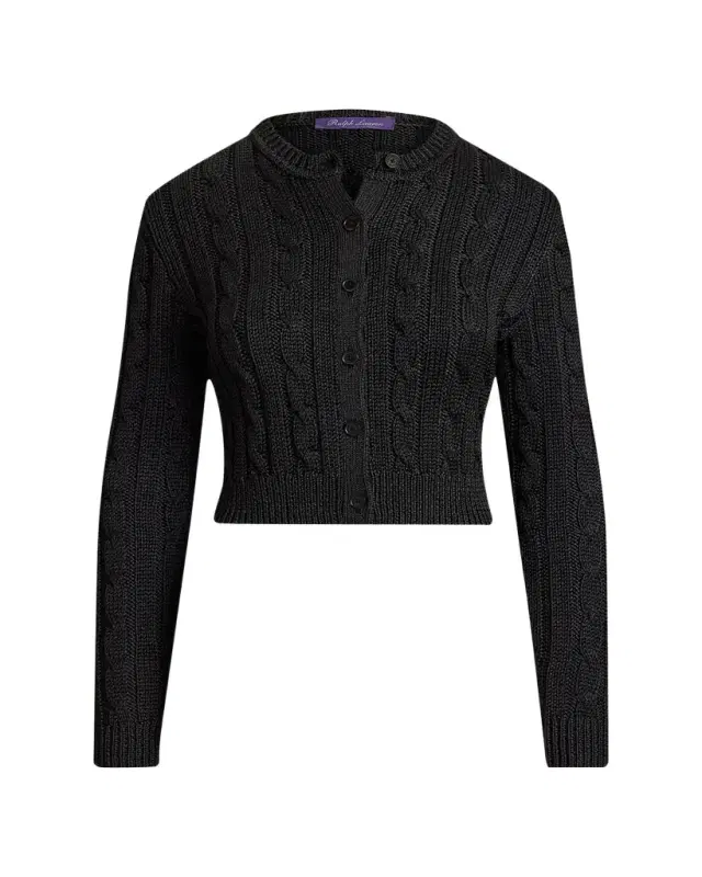 Cable Knit Silk Crop Cardigan
