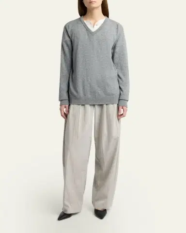 The Row Iven Low-Rise Crinkled Barrel-Leg Pants | Thumbnail 2 The Row Iven Low-Rise Crinkled Barrel-Leg Pants | Thumbnail 2