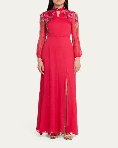 Saloni Jaclyn Printed Long-Sleeve Dress | Thumbnail 2