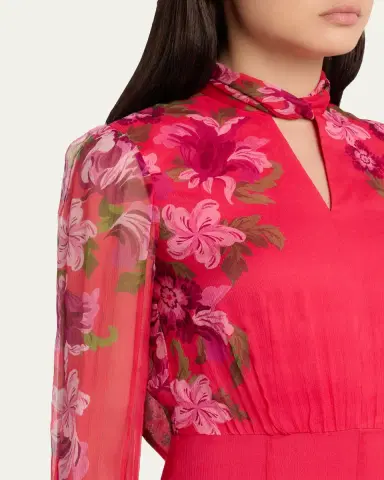 Saloni Jaclyn Printed Long-Sleeve Dress | Thumbnail 5