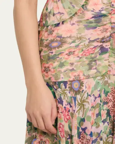 Saloni Kristie Strapless Floral Drop-Waist Gown | Thumbnail 5