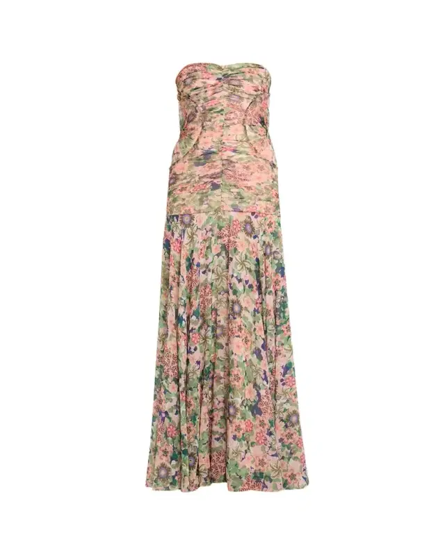 Kristie Strapless Floral Drop-Waist Gown