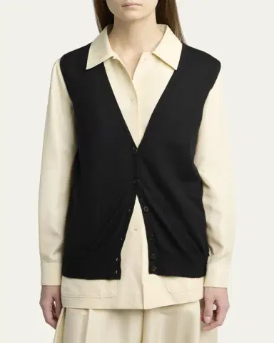The Row Neel Cashmere Cardigan Vest | Thumbnail 4 The Row Neel Cashmere Cardigan Vest | Thumbnail 4