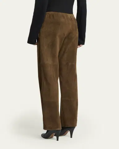 The Row Kenan Suede Straight-Leg Pull-On Pants | Thumbnail 3 The Row Kenan Suede Straight-Leg Pull-On Pants | Thumbnail 3