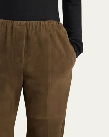 The Row Kenan Suede Straight-Leg Pull-On Pants | Thumbnail 5 The Row Kenan Suede Straight-Leg Pull-On Pants | Thumbnail 5