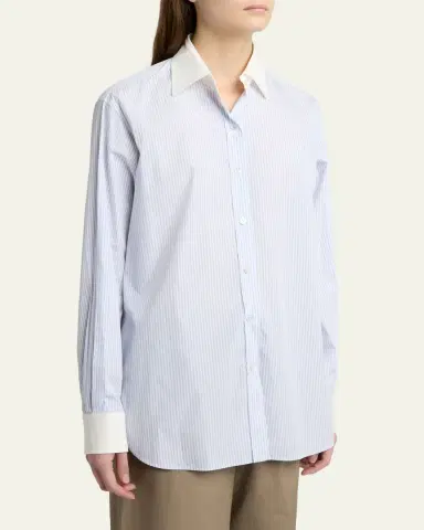 The Row Hilbert Striped Button-Down Tunic Shirt | Thumbnail 4 The Row Hilbert Striped Button-Down Tunic Shirt | Thumbnail 4