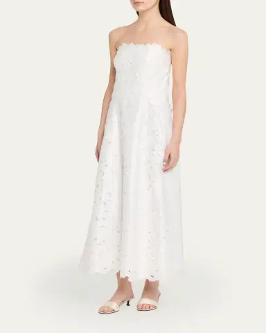 Costarellos Vella Strapless A-Line Midi Dress | Thumbnail 4 Costarellos Vella Strapless A-Line Midi Dress | Thumbnail 4
