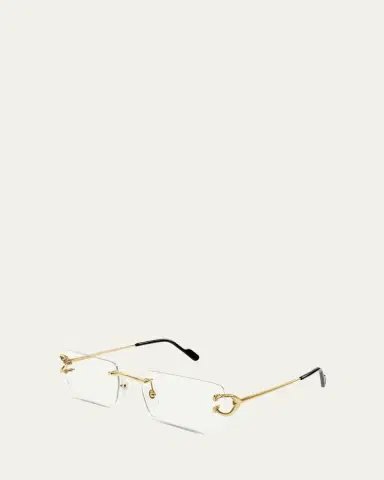 Cartier Men's C-Hinge Metal Rectangle Eyeglasses | Thumbnail 2 Cartier Men's C-Hinge Metal Rectangle Eyeglasses | Thumbnail 2