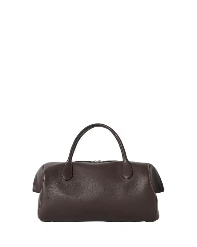 Faye Rounded Top-Handle Bag in Leather