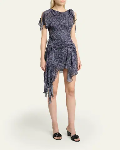 Isabel Marant Trysha Asymmetric Draped Silk Mini Dress | Thumbnail 4 Isabel Marant Trysha Asymmetric Draped Silk Mini Dress | Thumbnail 4
