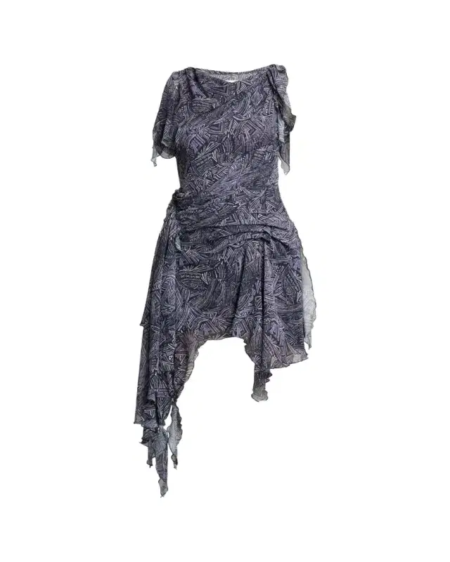 Trysha Asymmetric Draped Silk Mini Dress