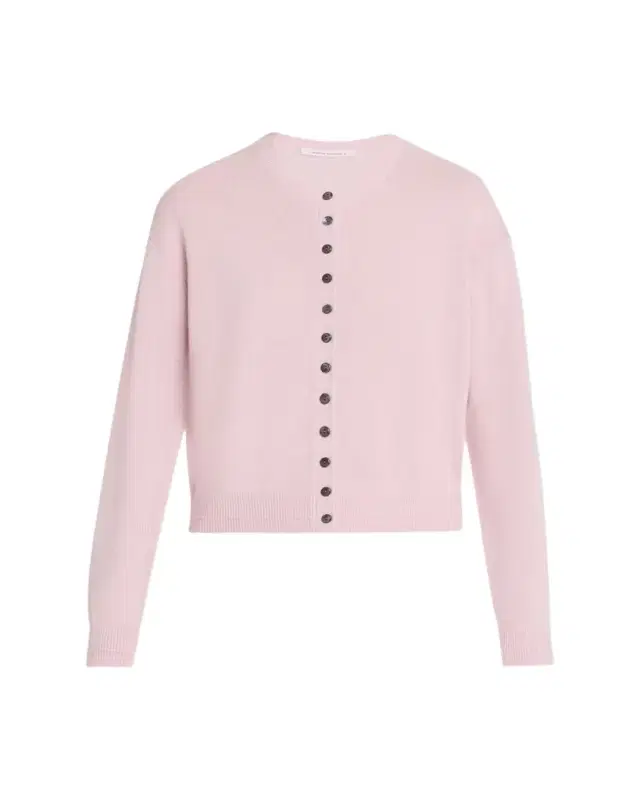 Tiny Button Cashmere Crewneck Cardigan