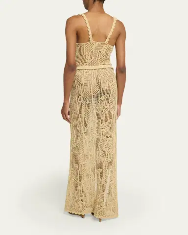 Isabel Marant Ornella Lace-Up Crochet Knit Maxi Dress | Thumbnail 3