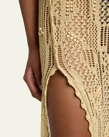Isabel Marant Ornella Lace-Up Crochet Knit Maxi Dress | Thumbnail 5