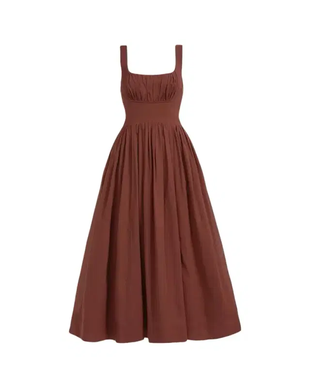 Sunny Gathered Poplin Maxi Dress