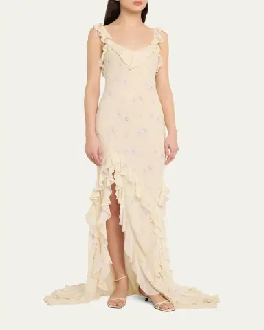 LoveShackFancy Roseline Floral Ruffle Maxi Dress | Thumbnail 4 LoveShackFancy Roseline Floral Ruffle Maxi Dress | Thumbnail 4