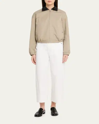 Maria McManus Leather-Collar Cotton Twill Flight Jacket | Thumbnail 2 Maria McManus Leather-Collar Cotton Twill Flight Jacket | Thumbnail 2