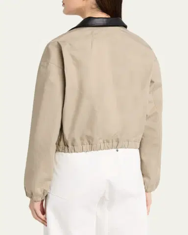Maria McManus Leather-Collar Cotton Twill Flight Jacket | Thumbnail 3 Maria McManus Leather-Collar Cotton Twill Flight Jacket | Thumbnail 3