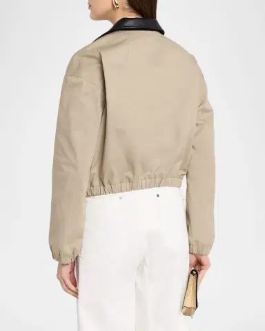 Maria McManus Leather-Collar Cotton Twill Flight Jacket | Thumbnail 7 Maria McManus Leather-Collar Cotton Twill Flight Jacket | Thumbnail 7