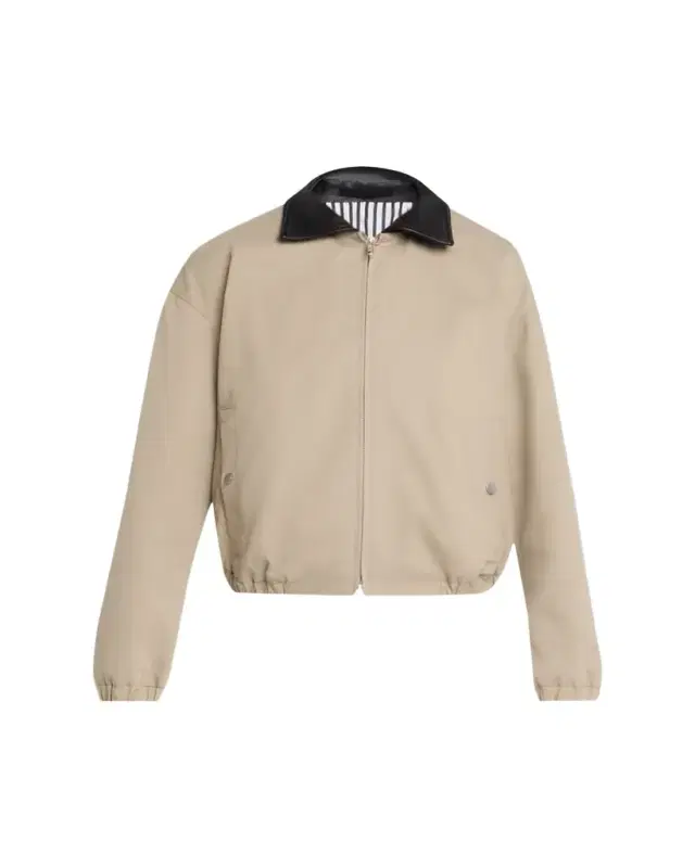 Leather-Collar Cotton Twill Flight Jacket