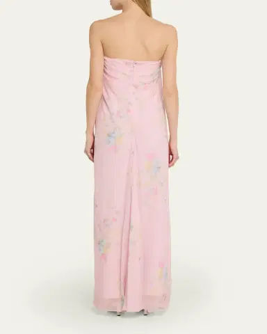 LoveShackFancy Emara Strapless Floral Chiffon Gown | Thumbnail 3 LoveShackFancy Emara Strapless Floral Chiffon Gown | Thumbnail 3