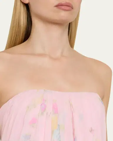 LoveShackFancy Emara Strapless Floral Chiffon Gown | Thumbnail 5 LoveShackFancy Emara Strapless Floral Chiffon Gown | Thumbnail 5