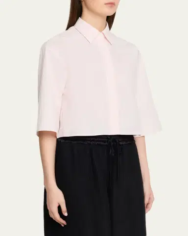 Maria McManus Short-Sleeve Cropped Button-Down Shirt | Thumbnail 4