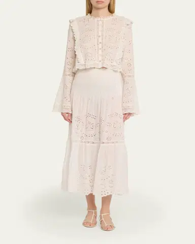 LoveShackFancy Hawthorn Eyelet-Embroidered Top | Thumbnail 2